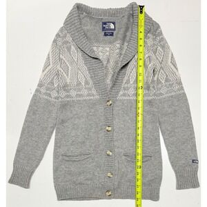 The North Face Womens Grey Fair Isle Wool Blend Shawl Collar Cardigan Sweater XS